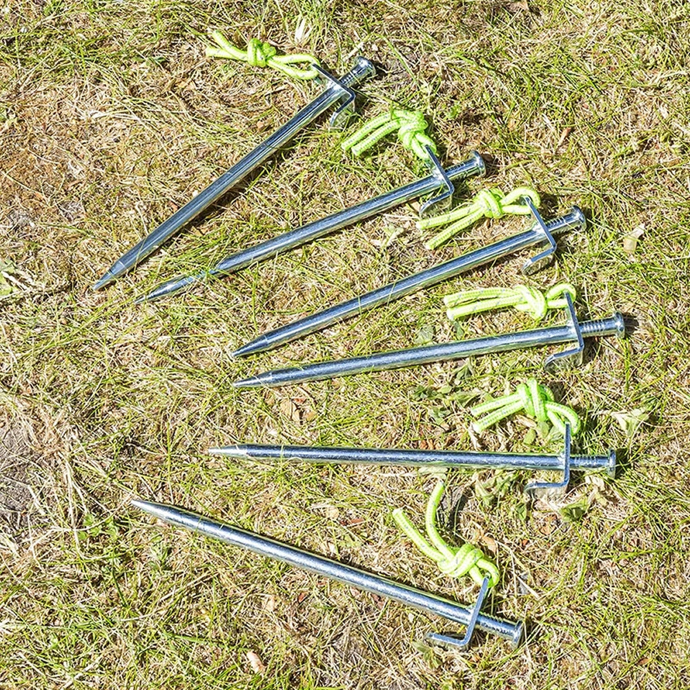 ProPlus 364661S 6 Stück Felsbodenheringe 20cm Verzinkter Stahl mit L-Haken Heavy Duty