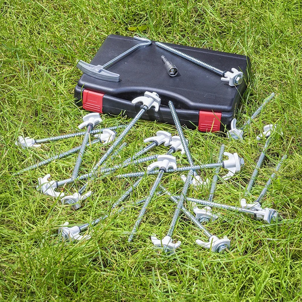 ProPlus 365014 Satz Zeltheringe 20cm Metall schraubbar mit Kunststoffhaken Adapter