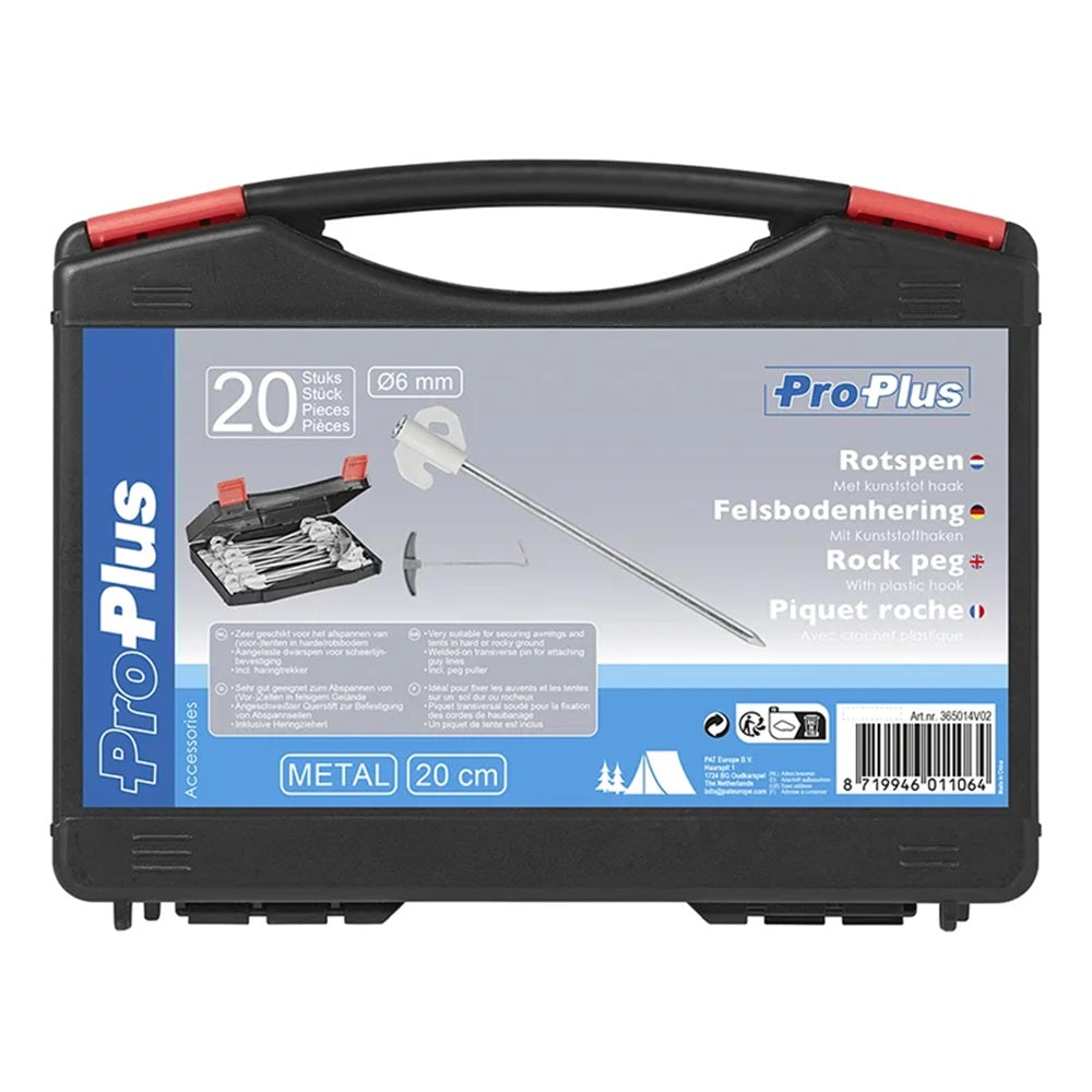 ProPlus 365014V02 Satz Felsbodenheringe 20cm Metall mit Kunststoffhaken