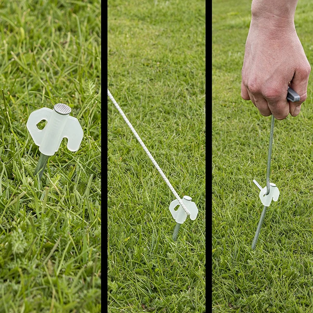 ProPlus 365014V03 Satz Felsbodenheringe 20cm Metall mit nachleuchtenden Haken