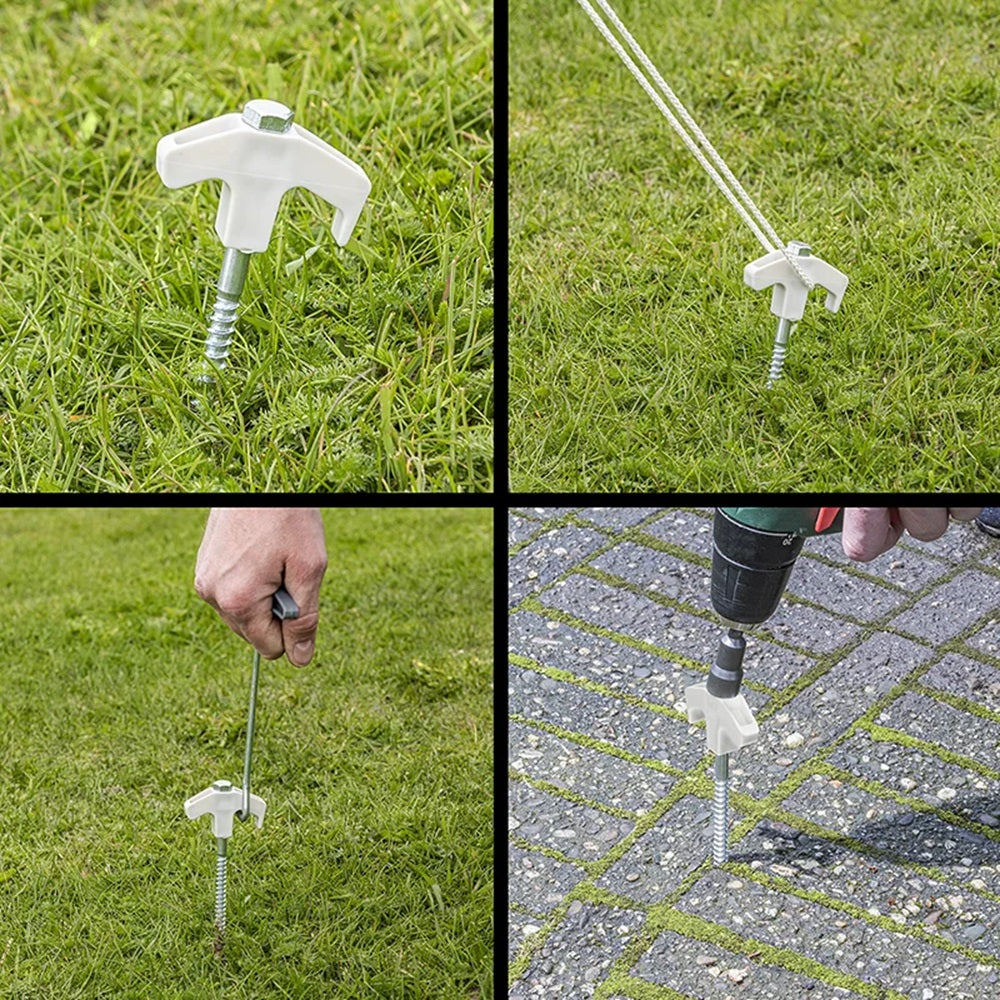 ProPlus 365014V04 Satz Zeltheringe 20cm Metall schraubbar mit Kunststoffhaken und Schraubenkopf