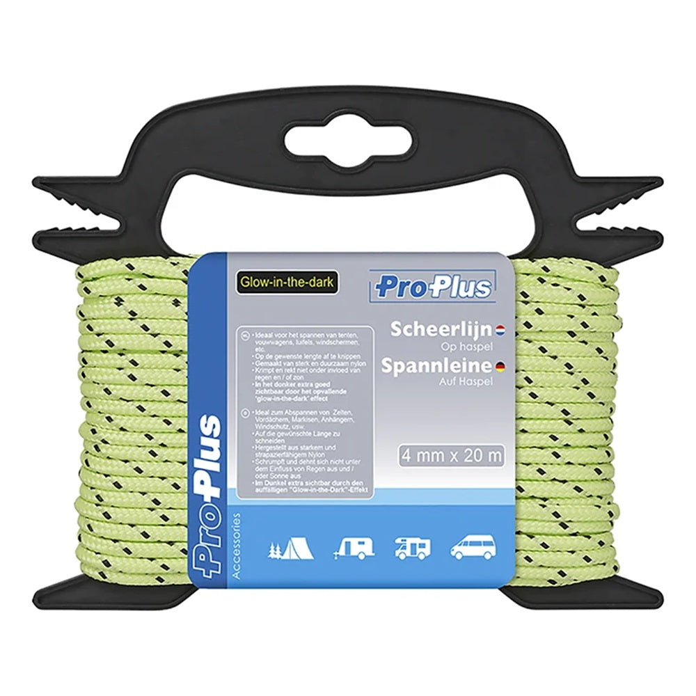 ProPlus 365236 Spannleine 4mm x 20m nachleuchtend auf Haspel Zelt Zubehör