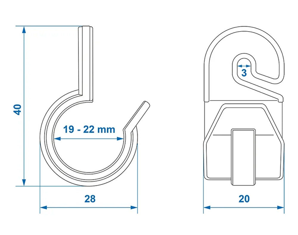 ProPlus 366484S Innenzelthaken 19-22mm mit Haken Schwarz 4 Stück
