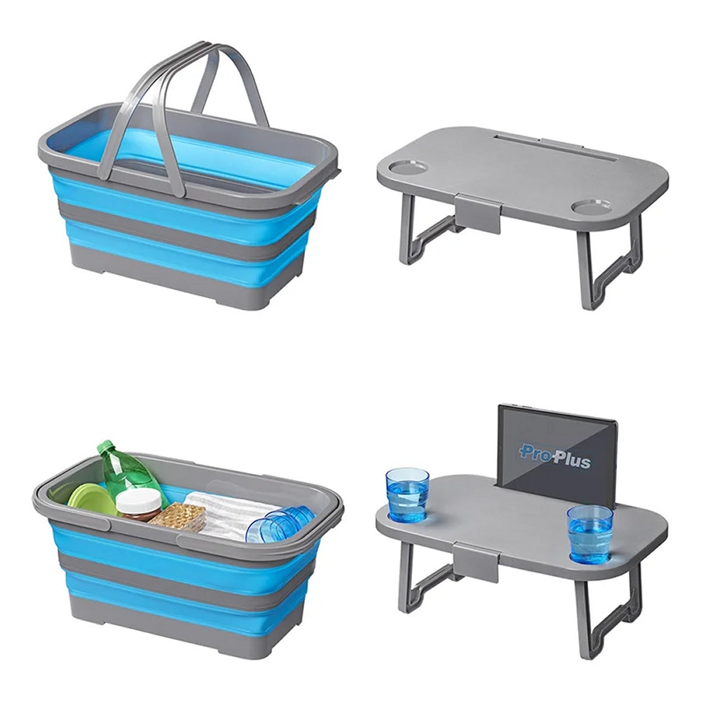 ProPlus 370315 Picknickkorb zusammenklappbar mit Deckel Campingkorb Klapptisch