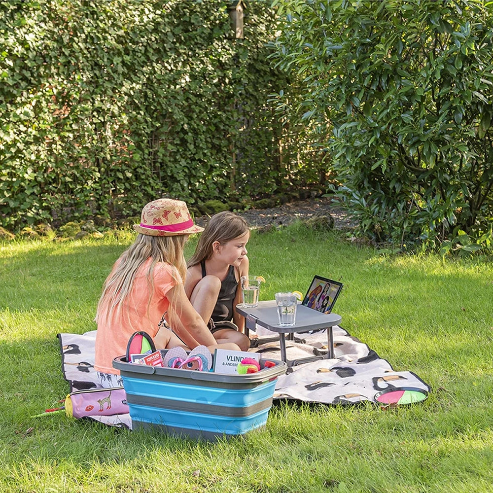 ProPlus 370315 Picknickkorb zusammenklappbar mit Deckel Campingkorb Klapptisch