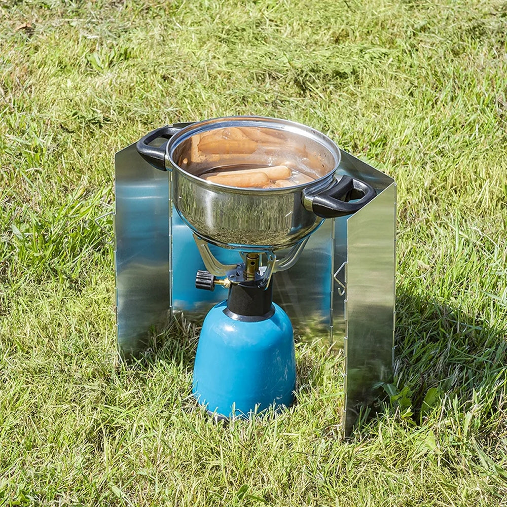 ProPlus 370340 Koch Windschutz faltbar Aluminium 49 x 26cm 5 teilig Camping Kochen