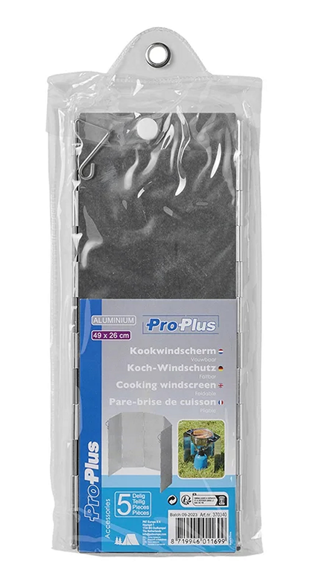 ProPlus 370340 Koch Windschutz faltbar Aluminium 49 x 26cm 5 teilig Camping Kochen