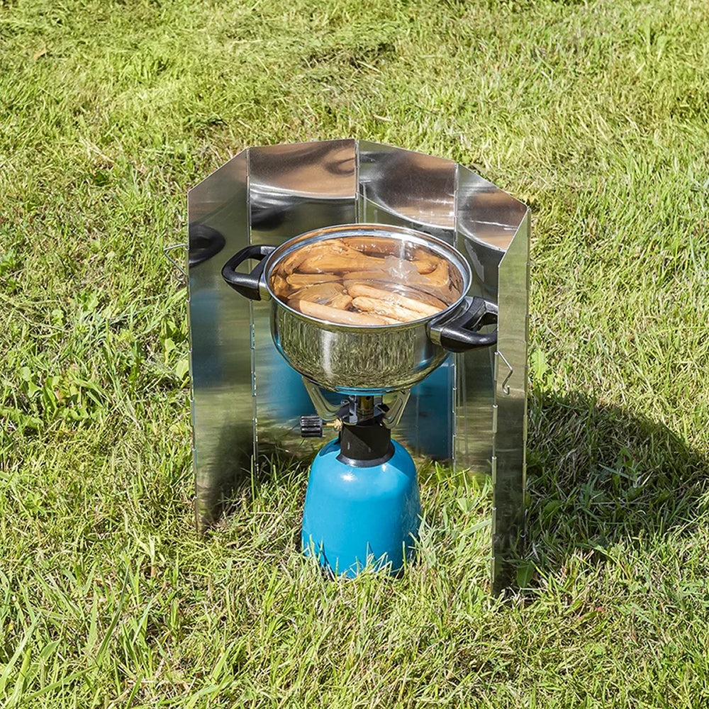 ProPlus 370340V01 Koch Windschutz faltbar Aluminium 49 x 36cm 5 teilig Camping Kochen