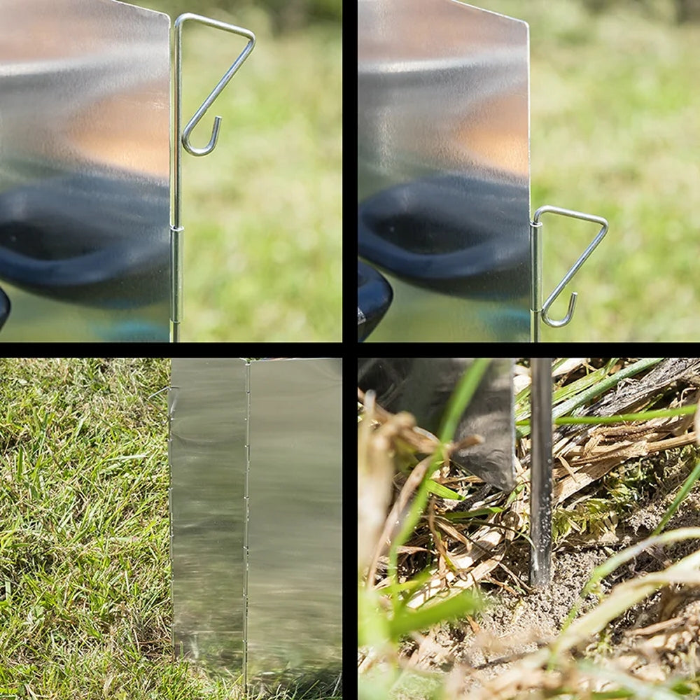 ProPlus 370340V01 Koch Windschutz faltbar Aluminium 49 x 36cm 5 teilig Camping Kochen