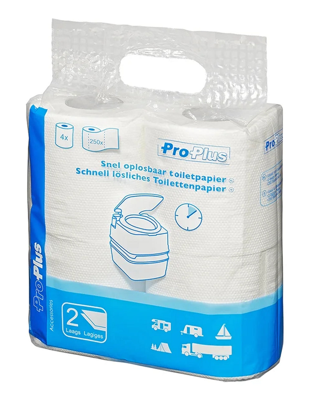 ProPlus 370418 Schnell lösliches Toilettenpapier 4 Rollen Camping WC Papier