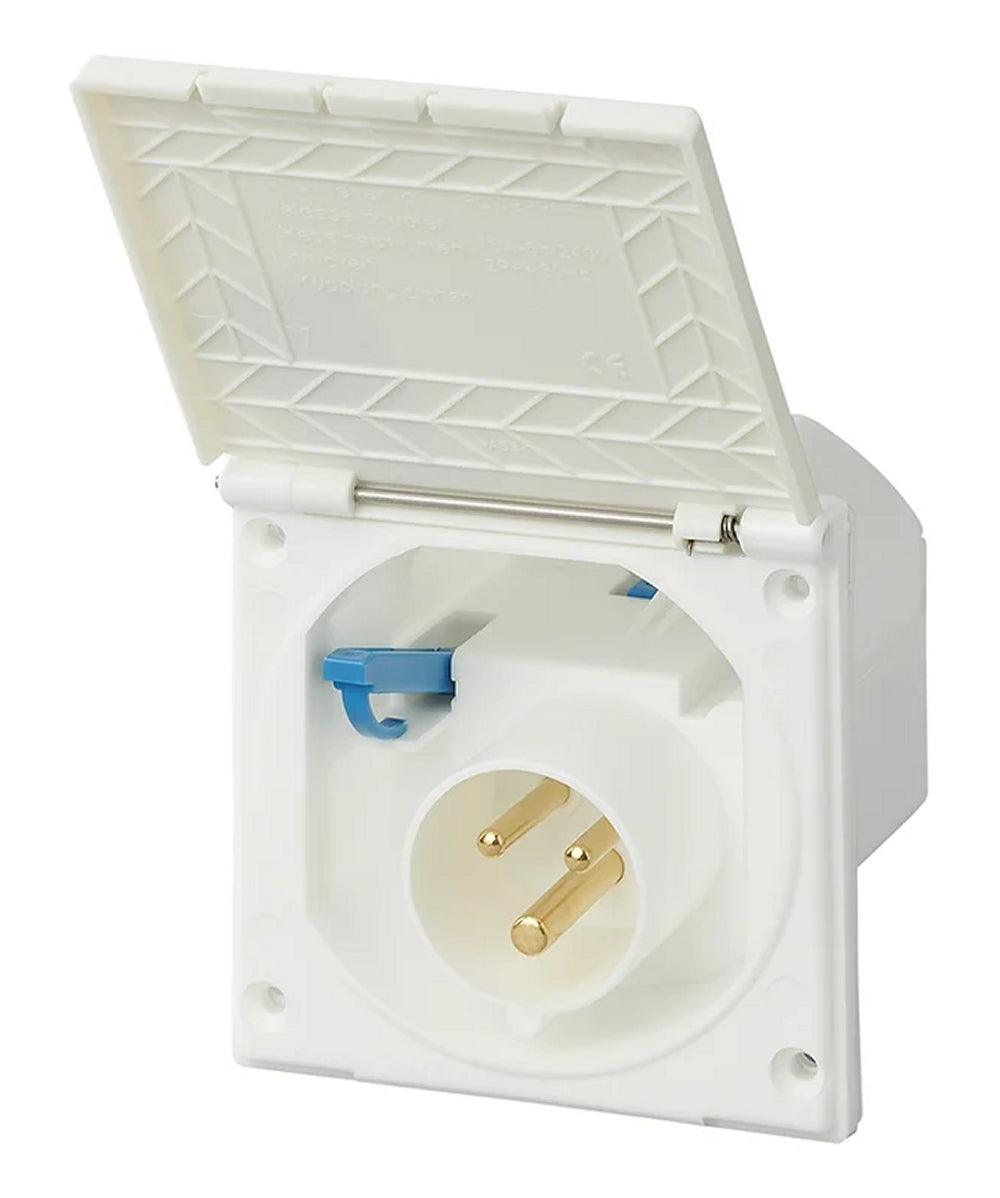 ProPlus 343504 CEE Einspeisestecker Einbau eckig weiss Einbaustecker