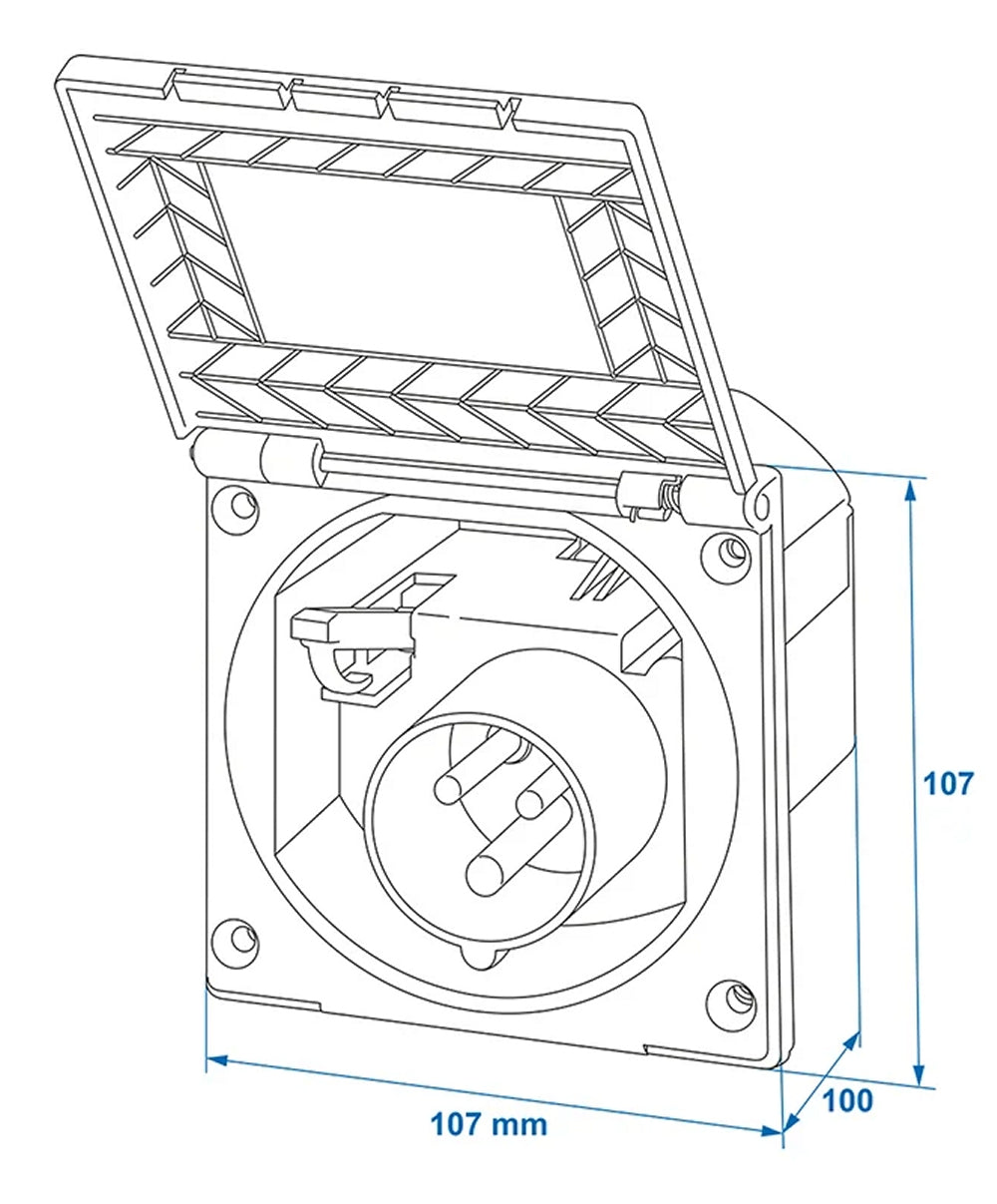 ProPlus 343504 CEE Einspeisestecker Einbau eckig weiss Einbaustecker