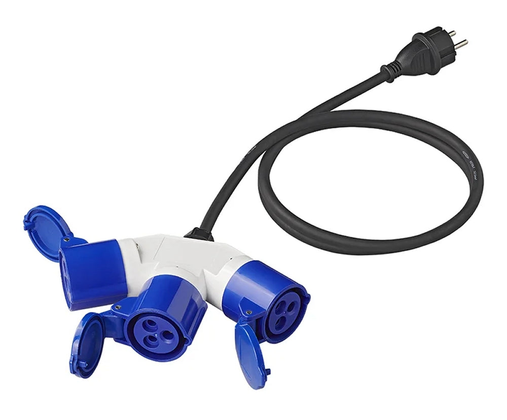 ProPlus 373513DE Adapterkabel 150cm 16A von Schuko Stecker nach 3 x CEE Stromverteiler Splitter