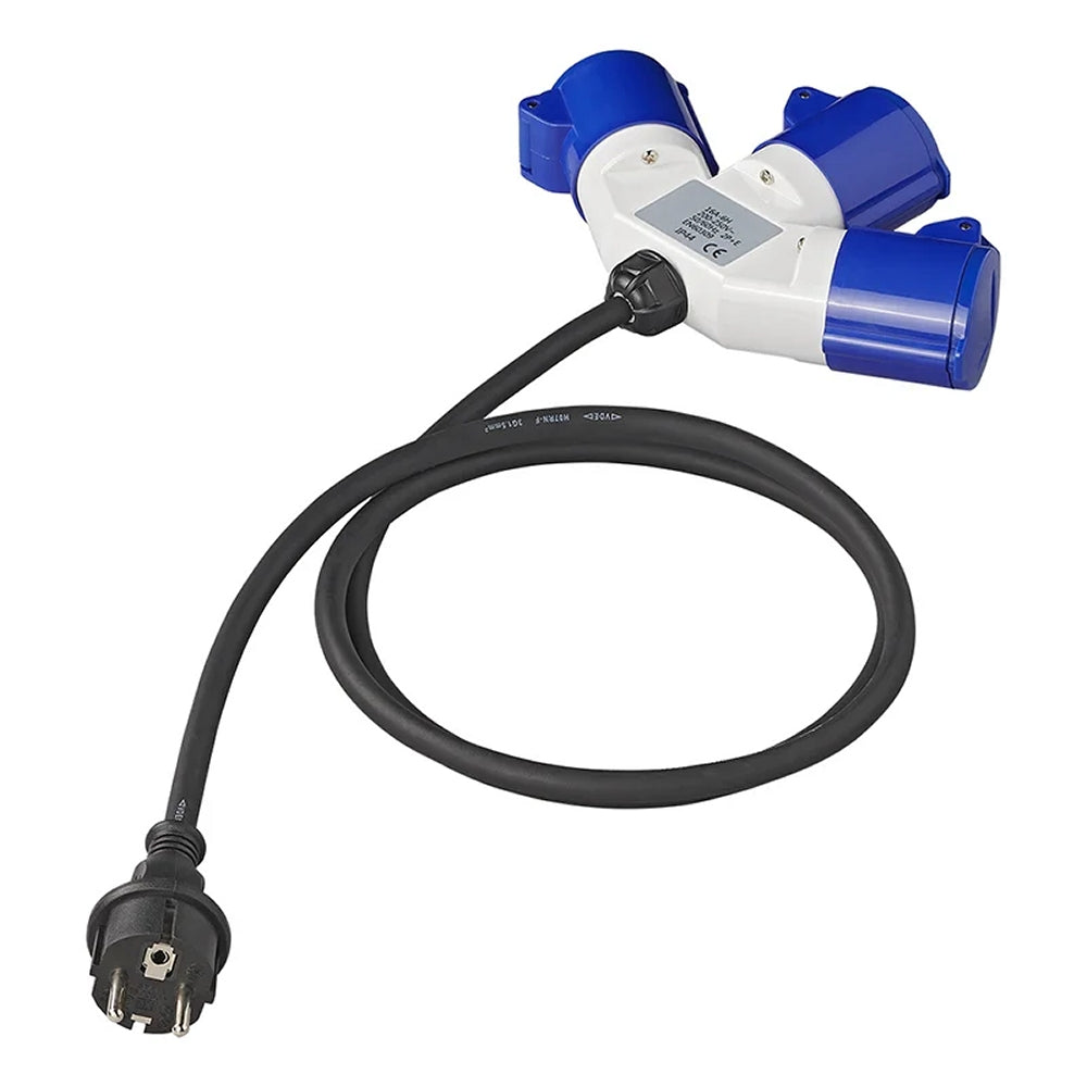 ProPlus 373513DE Adapterkabel 150cm 16A von Schuko Stecker nach 3 x CEE Stromverteiler Splitter