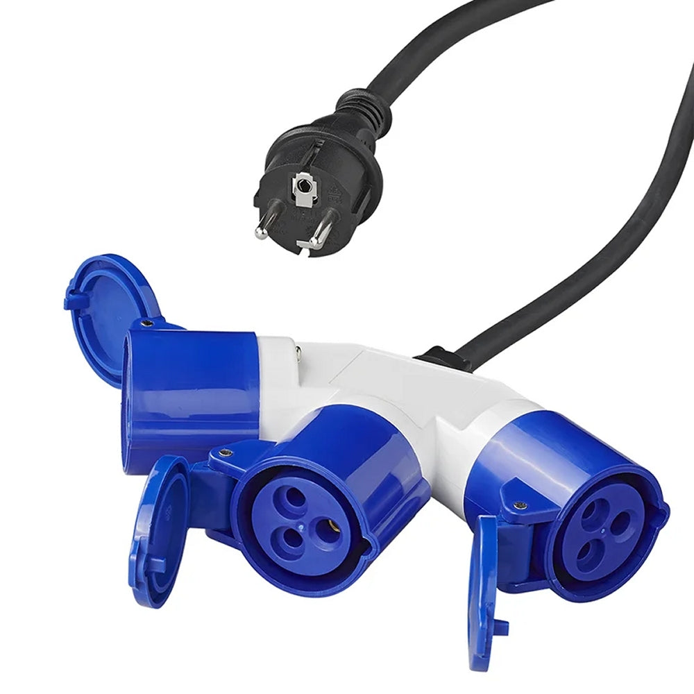 ProPlus 373513DE Adapterkabel 150cm 16A von Schuko Stecker nach 3 x CEE Stromverteiler Splitter