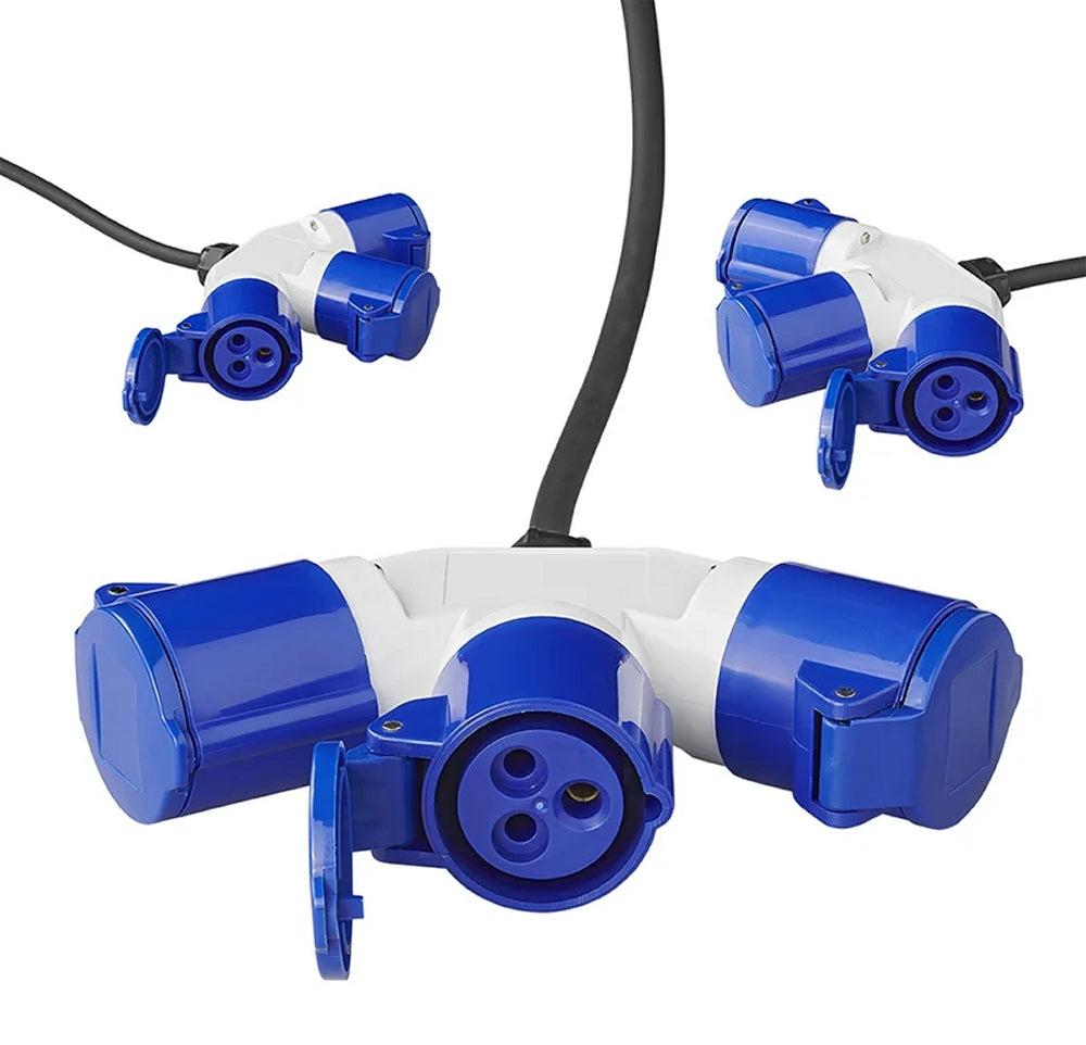 ProPlus 373513DE Adapterkabel 150cm 16A von Schuko Stecker nach 3 x CEE Stromverteiler Splitter