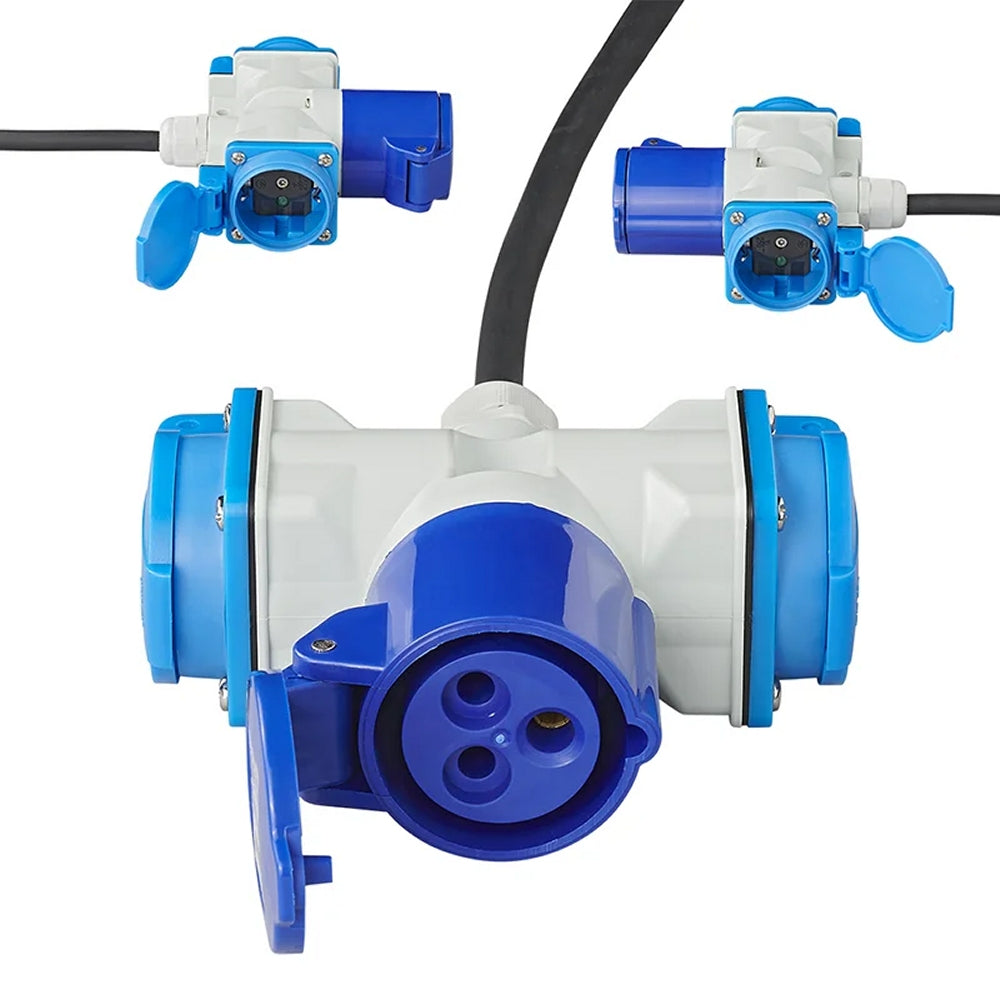 ProPlus 373515DE Adapterkabel 150cm 16A von Schuko Stecker nach 1xCEE + 2xSchuko Stromverteiler Splitter