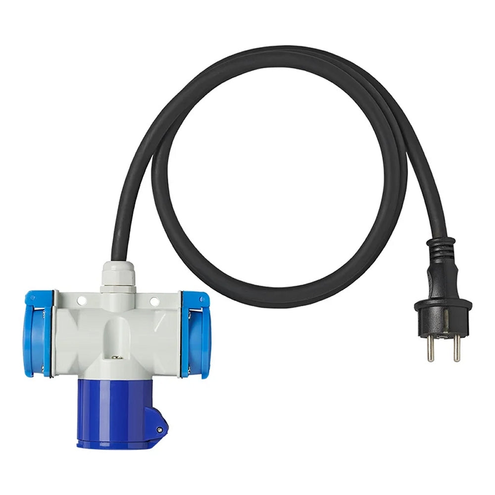 ProPlus 373515DE Adapterkabel 150cm 16A von Schuko Stecker nach 1xCEE + 2xSchuko Stromverteiler Splitter