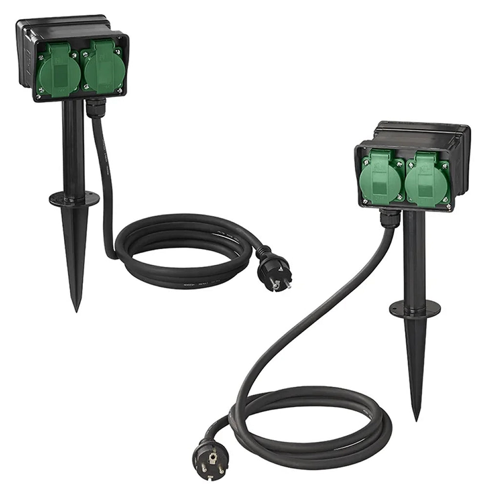 ProPlus 373622DE Gartensteckdose Schuko 4 fach mit Erdspieß Garten Vierersteckdose