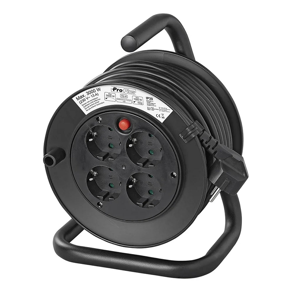 ProPlus 373835 Kabeltrommel Schuko 4 fach 15 Meter Kabel VDE