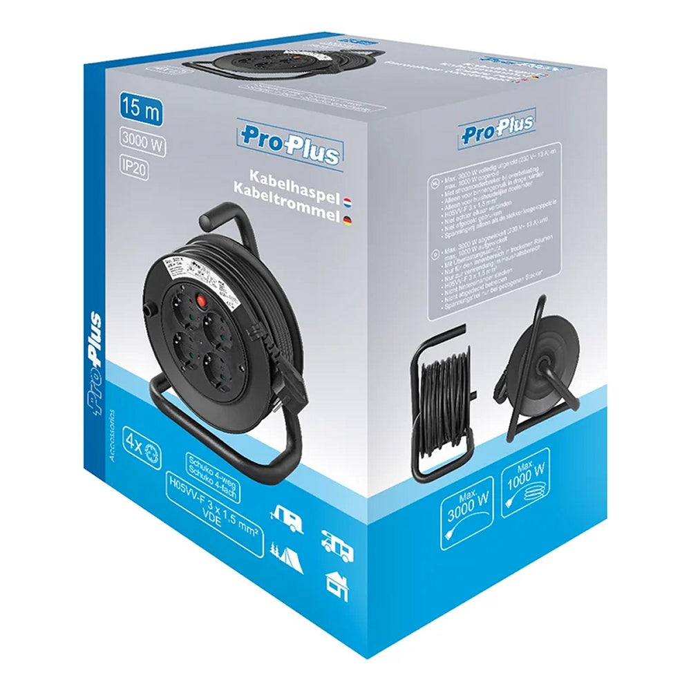 ProPlus 373835 Kabeltrommel Schuko 4 fach 15 Meter Kabel VDE