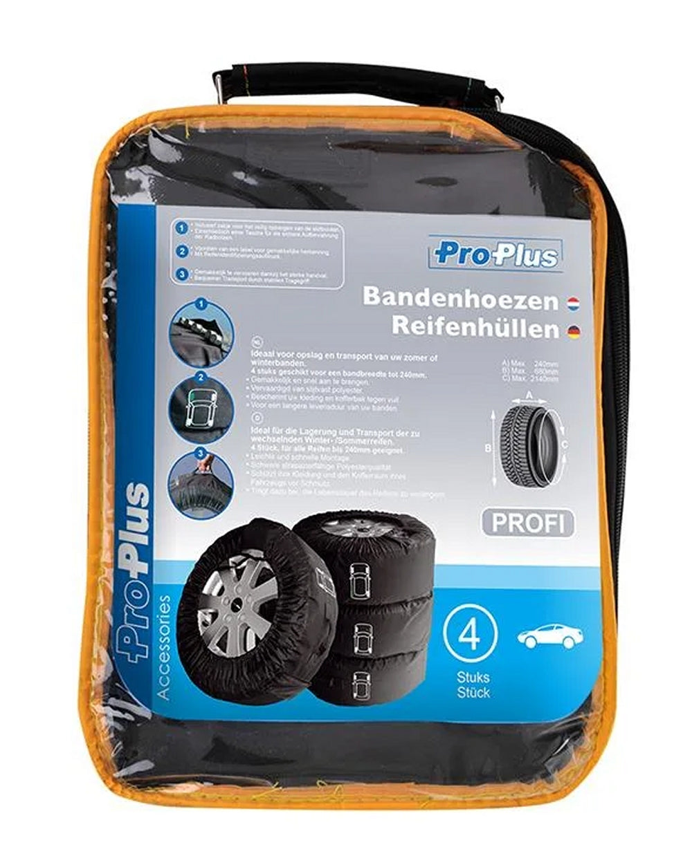 ProPlus 390053 4 Stück Reifenhüllen Profi Reifenschutzhüllen