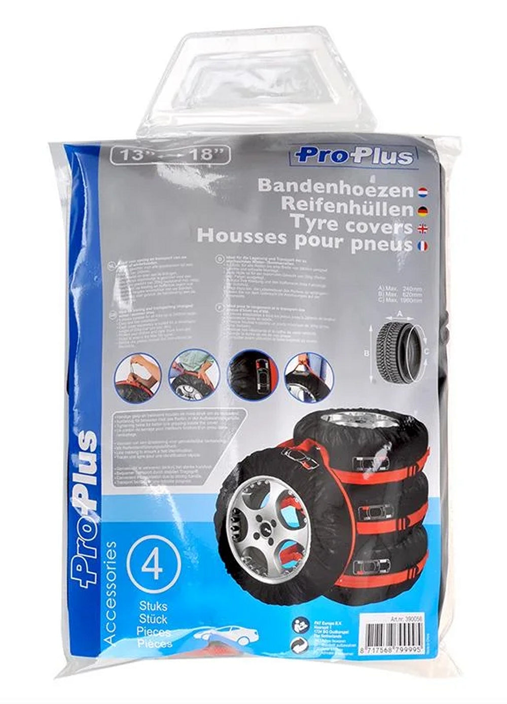 ProPlus 390056 4 Stück Reifenhüllen in Tasche Reifenschutzhüllen