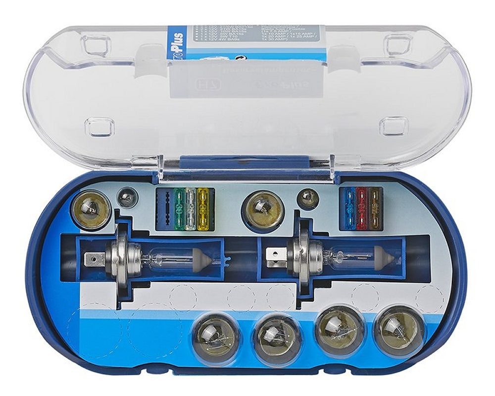 ProPlus 410162 Satz Lampen und Sicherungen 12 Volt für PkW Wohnwagen Wohnmobil mit H7 Birnen 16 teilig