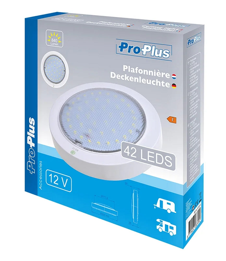 ProPlus 411814 Deckenleuchte Aufbauleuchte 42 LEDs 12 Volt 840 Lumen Caravan Wohnmobil