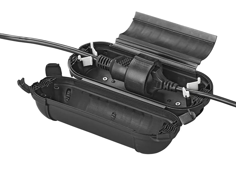 ProPlus 420352BK Sicherheitsbox SCHWARZ für SCHUKO Stecker Kabelbox für Garten & Camping