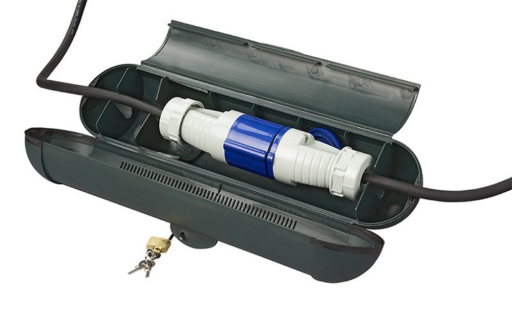 ProPlus 420356 Sicherheitsbox GRÜN für CEE Schuko Stecker Kabelbox für Garten & Camping