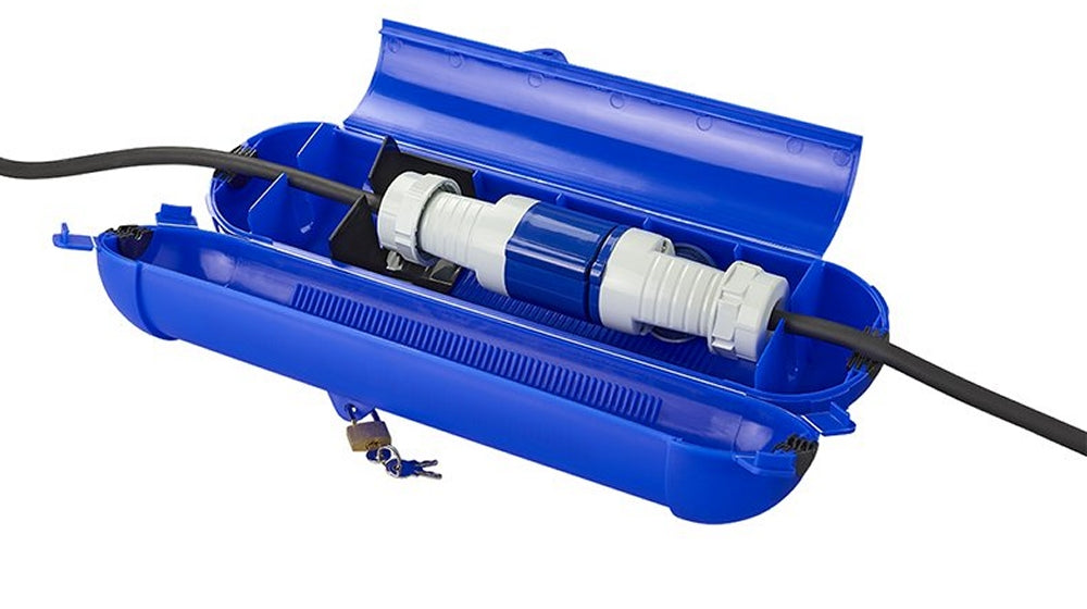 ProPlus 420358 Sicherheitsbox BLAU für CEE Schuko Stecker Kabelbox für Garten & Camping