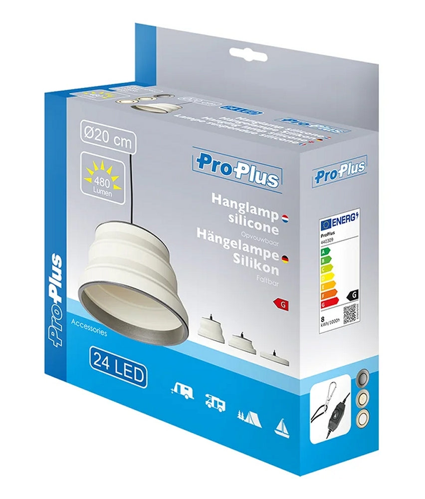 ProPlus 440309 Hängelampe LED faltbar Silikon weiß Ø20cm Campinglampe