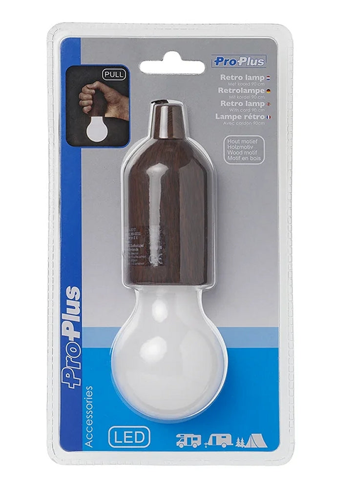 ProPlus 440317 Retrolampe Holzfassung mit Kordel 90cm Camping Caravan