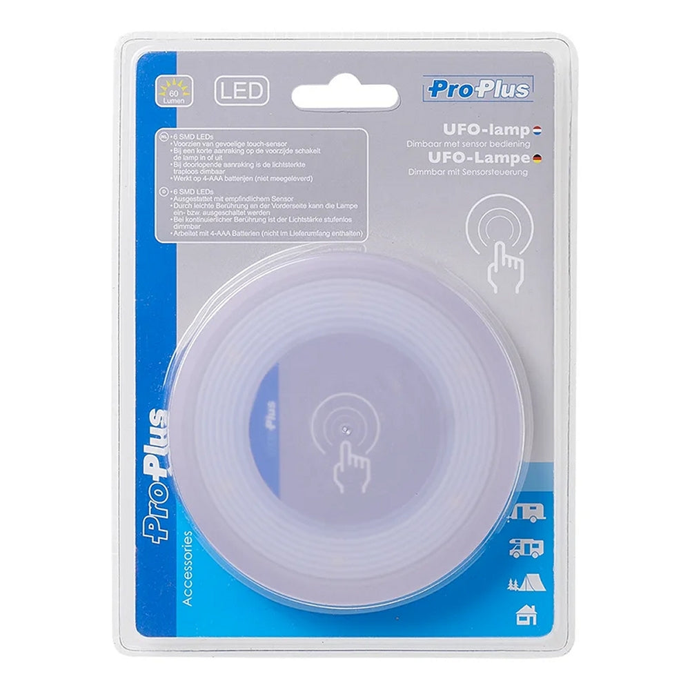 ProPlus 440319 UFO Lampe Ø12,5cm dimmbar mit Sensorsteuerung Wohnwagenlampe
