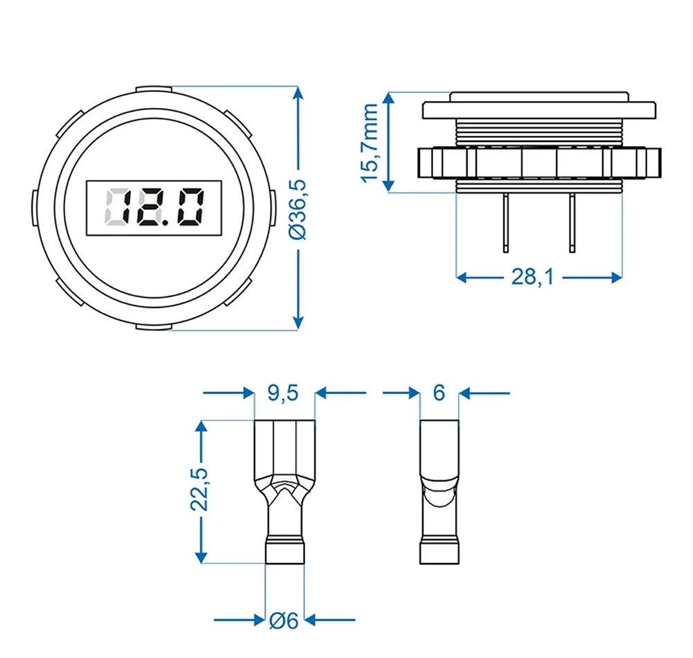 ProPlus 450456 Einbau Voltmeter digital 6-30 Volt Einbauvoltmeter