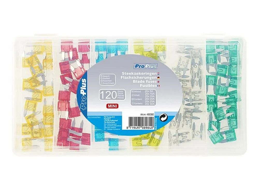 ProPlus 490380 Satz Flachsicherungen Mini sortiert 120 Stück in Kunststoffbox