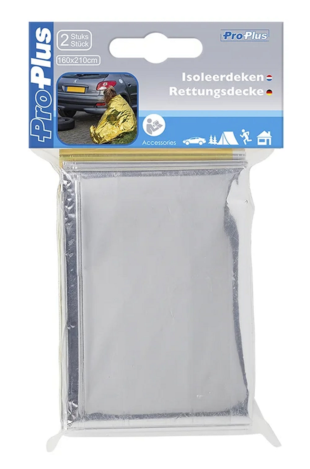ProPlus 510394 2 Stück Rettungsdecke Schutzdecke 160x210cm Isolierdecke