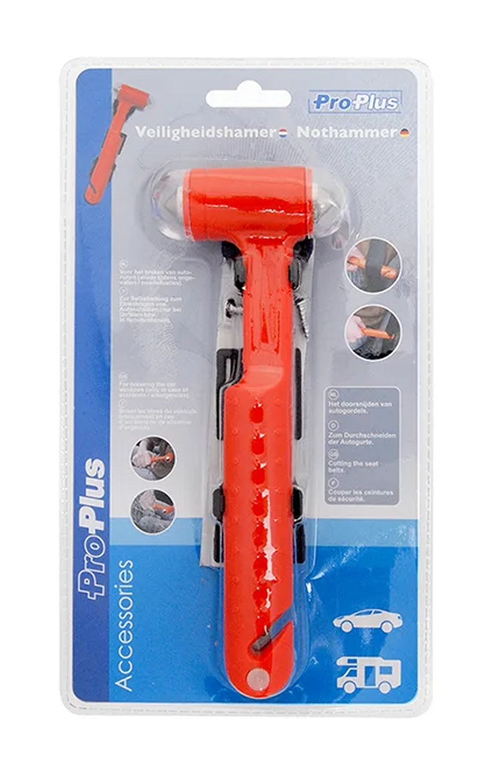 ProPlus 540050 Auto Nothammer mit Gurtschneider Kombi Tool für KFZ