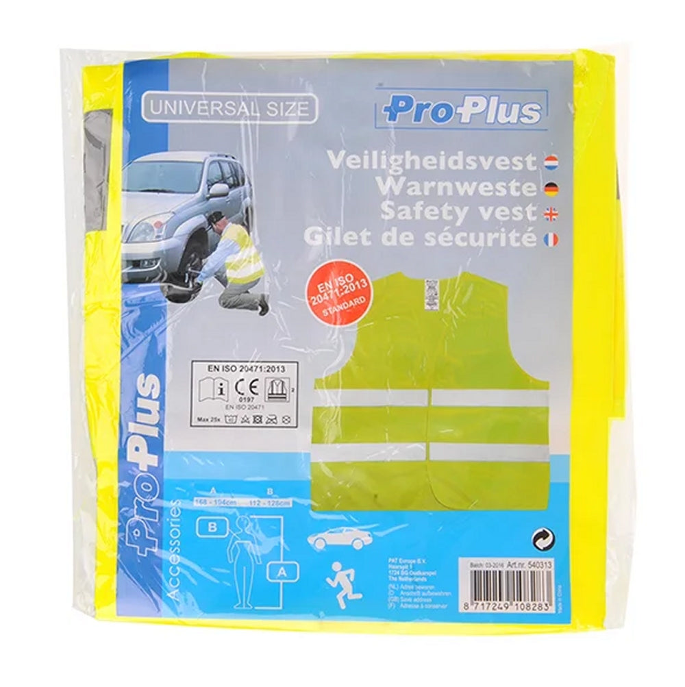 ProPlus 540313 Sicherheitsweste Gelb Warnweste Einheitsgröße