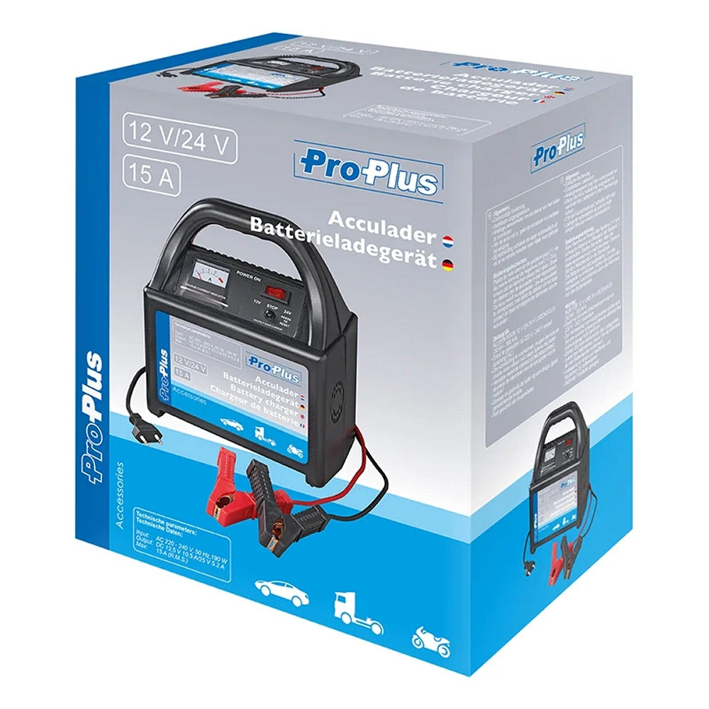 ProPlus 550118 Batterieladegerät 15 Ampere für 12 Volt & 24 Volt Bleiakkus
