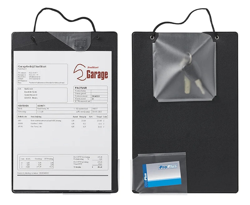 ProPlus 580040 10 Stück Auftragstasche Werkstatt A4 schwarz mit Schlüsseltasche