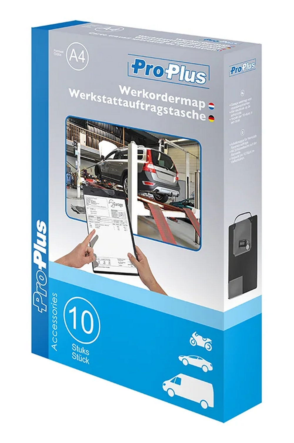 ProPlus 580040 10 Stück Auftragstasche Werkstatt A4 schwarz mit Schlüsseltasche