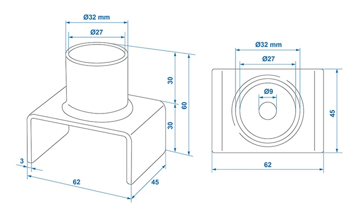 ProPlus 580121 U-Form Adapter für Stempelwagenheber für Trägerbreite 53mm