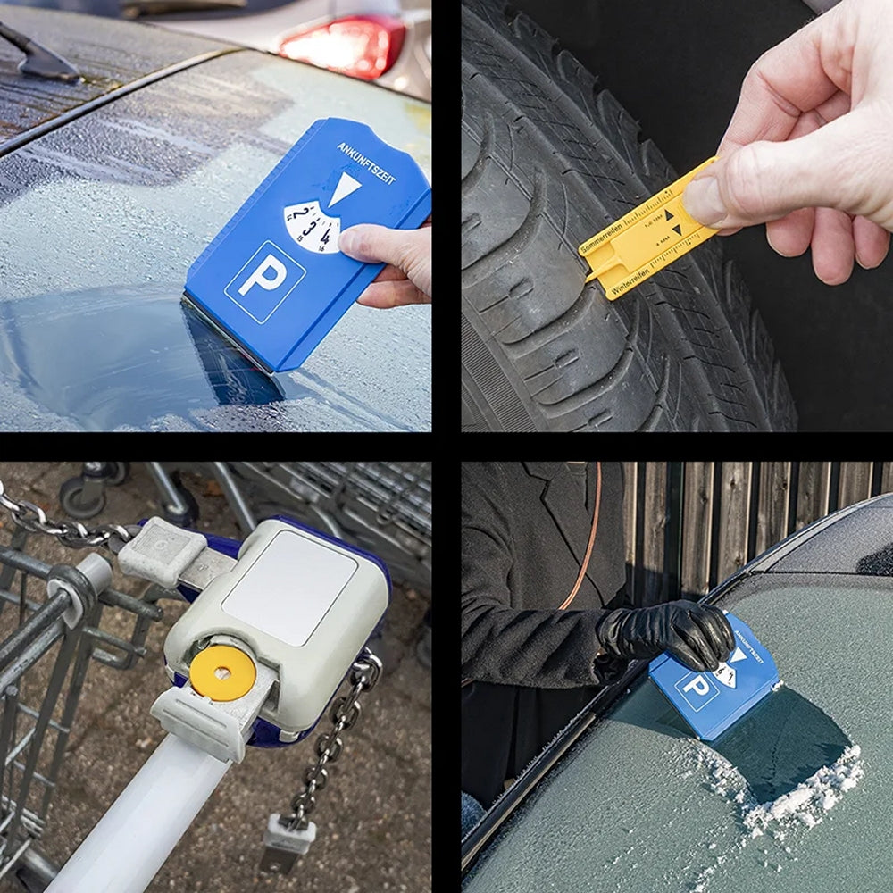 ProPlus 630518V01 Parkscheibe Deutschland mit Eiskratzer Reifenprofiltiefenmesser Einkaufswagenmünze