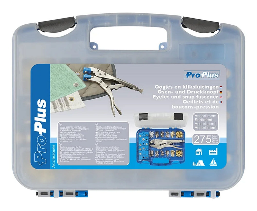 ProPlus 730986 Sortiment Ösen Druckknöpfe Stanzstange 275 teilig