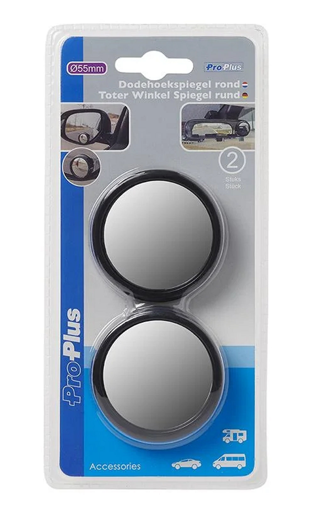 ProPlus 750604 2 Stück Toter Winkel Spiegel rund Ø 55mm Selbstklebend