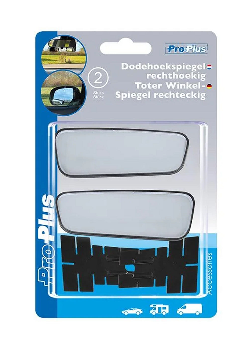 ProPlus 750613 2 Stück Toter Winkel Spiegel rechteckig 36 x 95mm