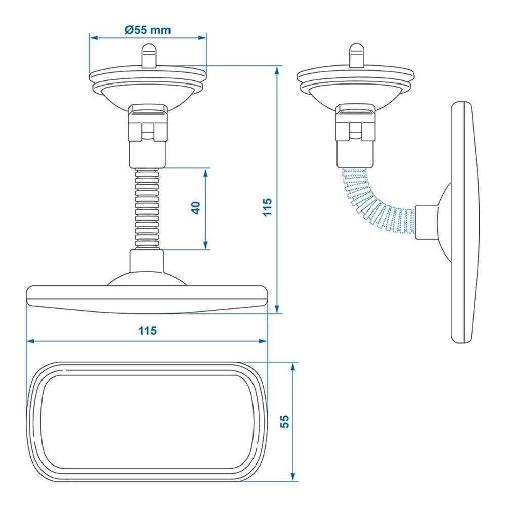 ProPlus 750641 Panorama Rückspiegel mit 4cm Flexarm und Saugnapf