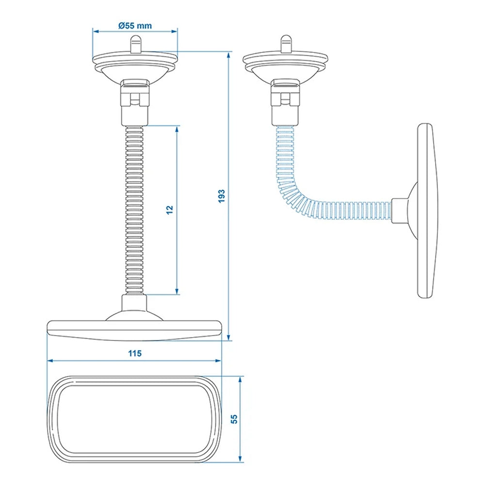 ProPlus 750641V01 Panorama Rückspiegel mit 12cm Flexarm und Saugnapf